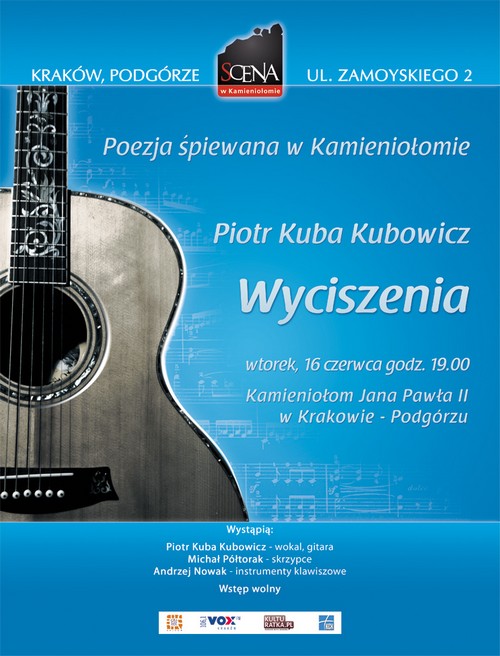 Koncert Piotra Kuby Kubowicza. Wtorek 16 czerwca, godz. 19, Kamieniołom im. Jana Pawła II, ul. Zamojskiego 2