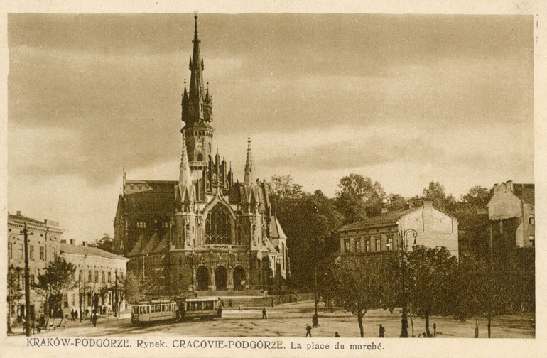 Rynek Podgórski z pętlą tramwajową. Ze zbiorów Marka Sosenki.