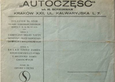 Koperta składu "Autoczęść" z ul. Kalwaryjskiej.