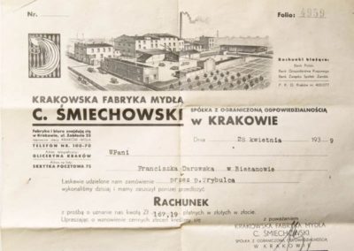 Rachunek Krakowskiej Fabryki Mydła C. Śmiechowski