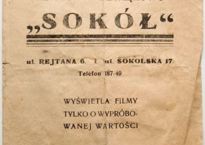 Program Kinoteatru dźwiękowego Sokół, film Antek Policmajster z Adolfem Dymszą, 1935, z archiwum Pawła Kubisztala.