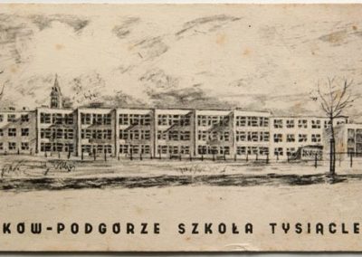 Kraków - Podgórze, Szkoła Podstawowa nr 26 im. A. Struga, ul. Krasickiego 34, (rysunek Bronisława Schönborna).