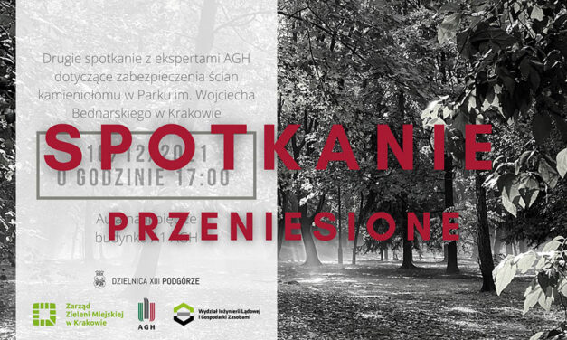 Drugie spotkanie z ekspertami AGH dotyczące zabezpieczenia ścian kamieniołomu w Parku Bednarskiego